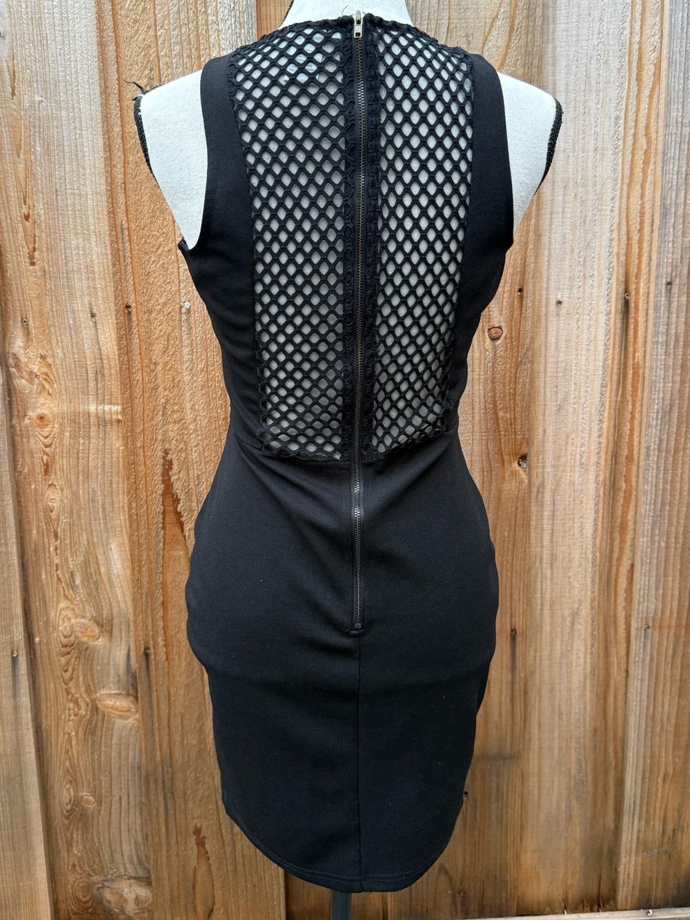 Charlotte Russe Black Mesh-Panel Mini Dress with Pink Floral Embroidery - Picture 4 of 5